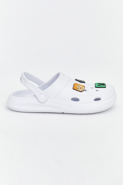 LC WAIKIKI, Papuci cu tematica Minecraft, Verde electric/Alb optic/Gri inchis/Ocru