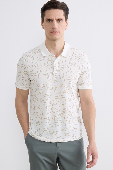LC WAIKIKI, Tricou polo slim fit, Alb/Maro camel