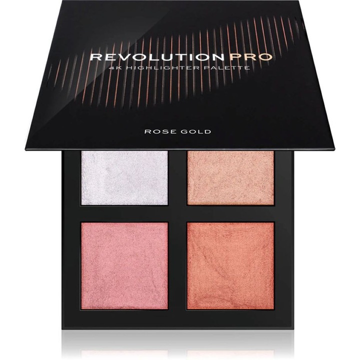 Paleta iluminatoare, Revolution PRO 4K Highlighter Palette, Rose Gold, 4 g