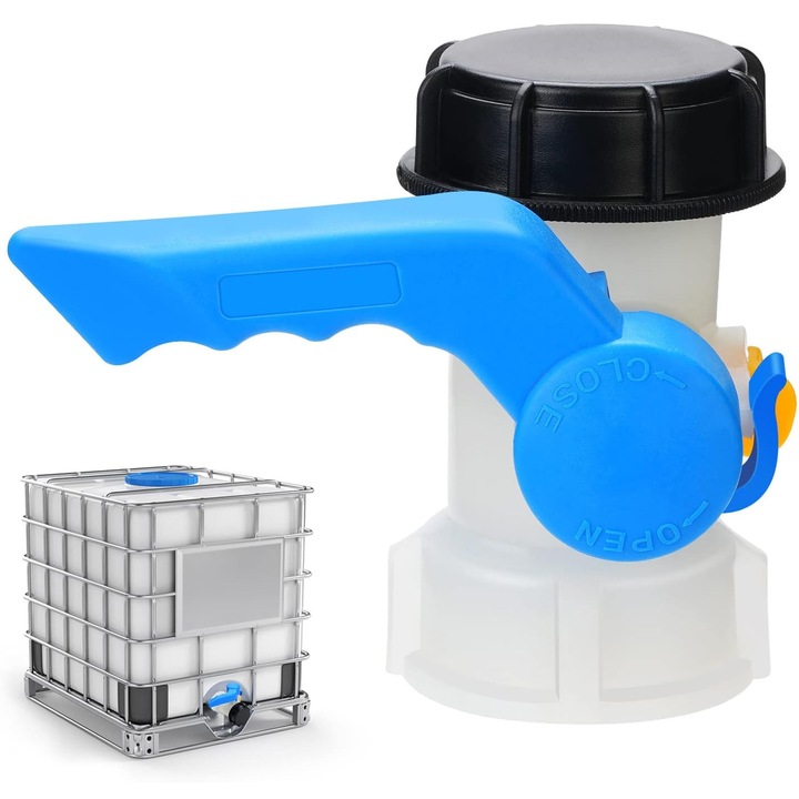 Pillangó adapter 1000 literes IBC tartályhoz, YOUKUKE®, univerzális, műanyag, esővízgyűjtő tartályhoz, S60x6