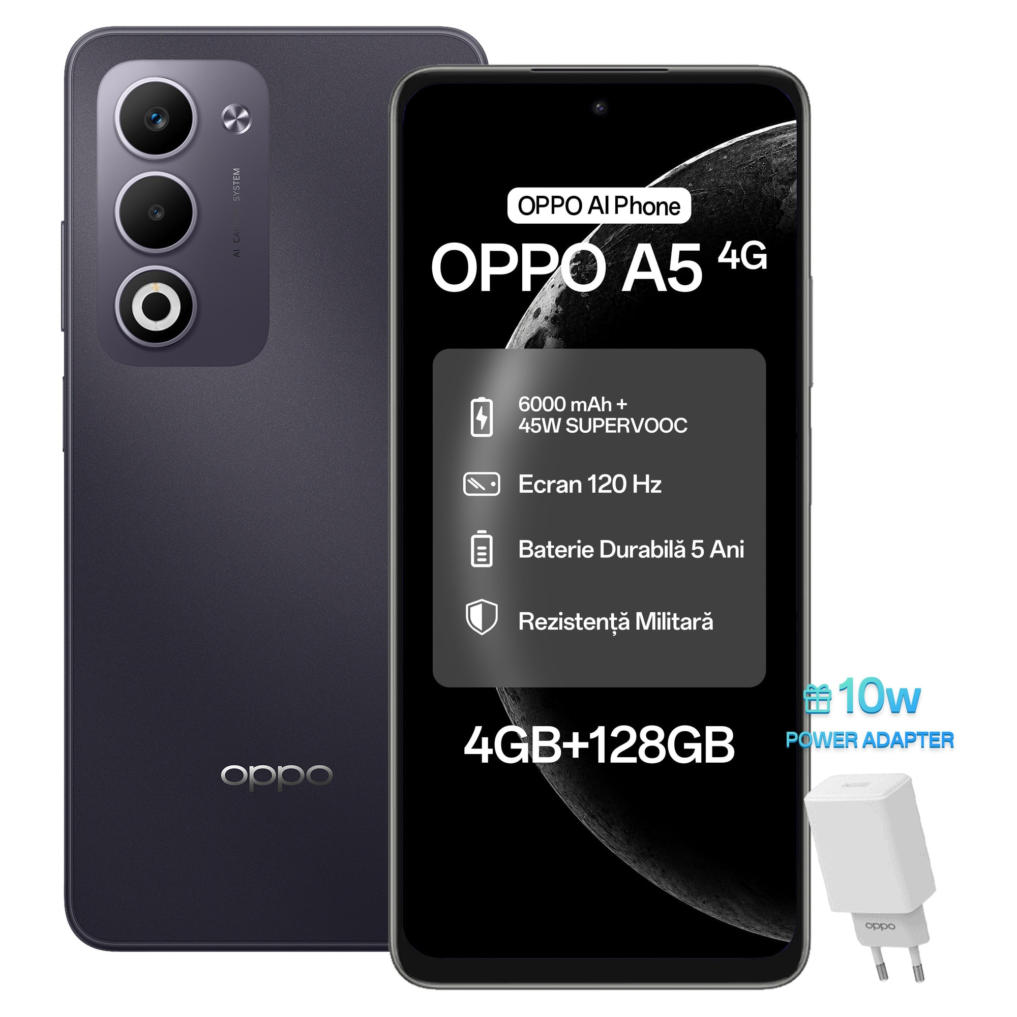 Telefon mobil OPPO A79, Dual SIM, 128GB, 4GB RAM, 5G, Glowing