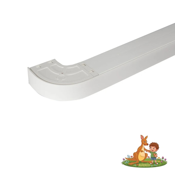 Sina perdea PVC Kleideco, model DORTMUND, 3 canale, cu masca decorativa si coltare, 160cm, Alb