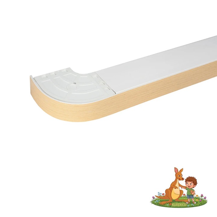 Sina perdea PVC Kleideco, model DORTMUND, 3 canale, cu masca decorativa si coltare, 300cm, Natur