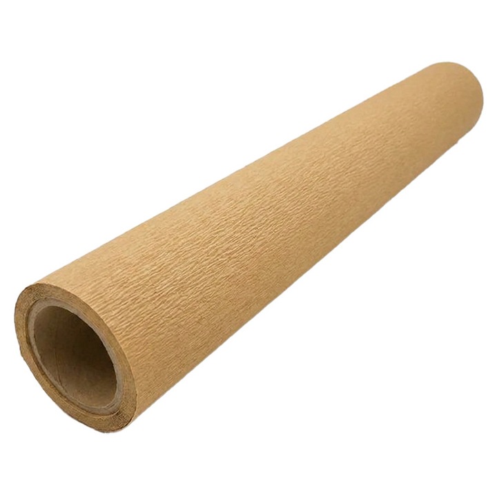 Hartie Creponata Kraft pentru Ambalare INATECH ®, 8 m x 100 cm, 130 g/mp, Hartie Reciclata, Culoare Natur