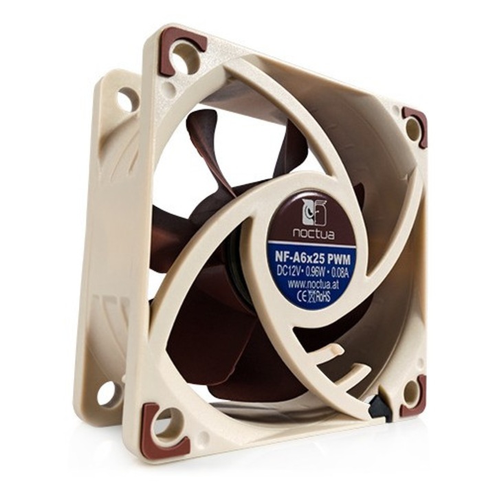 Ventilator Noctua NF-A6x25-PWM, 60x60x25mm, PWM, 550-3000rpm, bej-maro