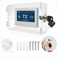 Cutie Protectie Termostat Universala, Garsonal®, Montata pe perete, Incuietoare cu Cheie, Montaj (Adeziv + Suruburi), Anti-Copii, Pentru panoul de control al incalzirii si aerului conditionat, Transparenta
