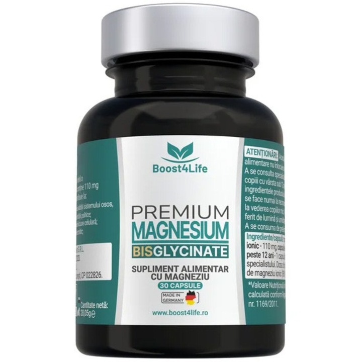 Magneziu Bisglicinat PREMIUM, Boost4Life, 30 capsule vegane, 815mg, pentru sanatatea muschilor
