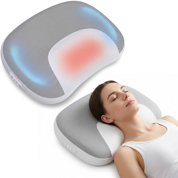 Perna de masaj cervical si lombar iHunt SPA Massage DreamRelax 4D Pillow, Masaj prin framantare 4D, Incalzire infrarosu, Auto & Acasa