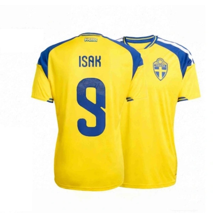 Tricou copii echipa nationala fotbal Suedia, 9 Isak, galben, 100 CM