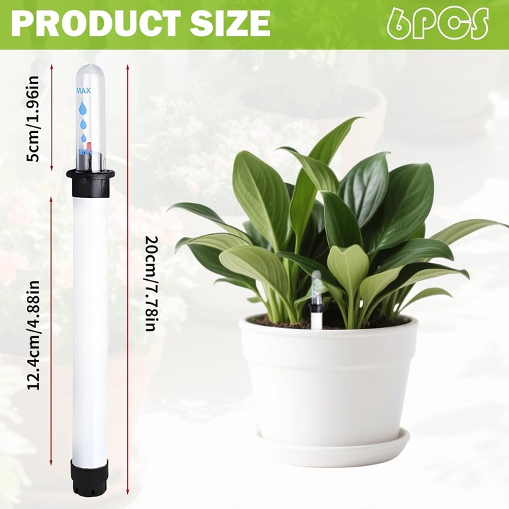 Indicator de apa pentru plante cu 6 piese, higrometru pentru plante, tester de umiditate pentru plante, indicator de apa hidroponica, indicator precis al nivelului de udare pentru plante de interior, jardiniere si sere