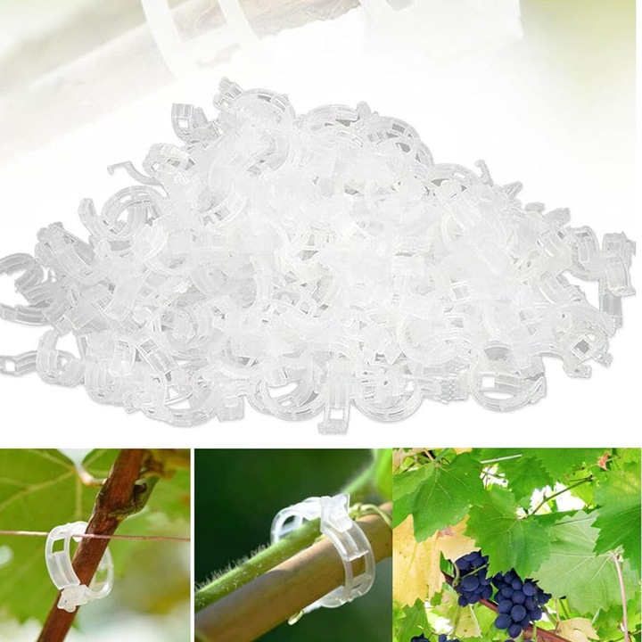 Cleme de sustinere a plantelor, cleme pentru rosii de gradina, cleme de sustinere pentru plante de gradina, cleme pentru legume, vita de vie de rosii, tulpini pentru o crestere dreapta si mai sanatoasa (100, transparente)