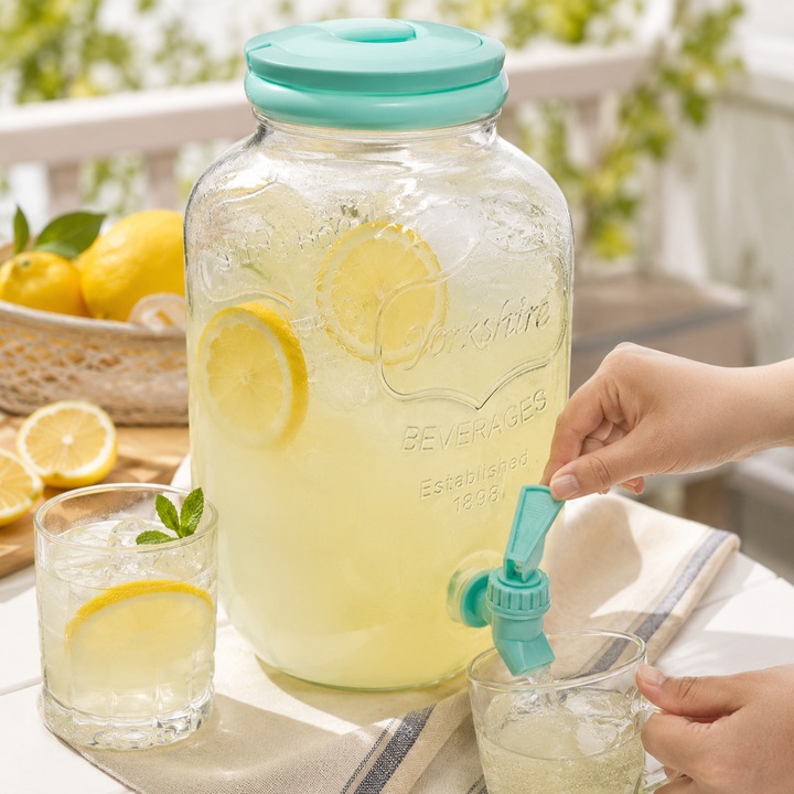 Italadagoló Csappal, Menta Zöld, Átlátszó Műanyag Adagoló 4.4L Limonádéhoz, Gyümölcsléhez, Hideg Vízhez, Piknikre, Teraszra, Partikra 15.5x29cm Shopiens®