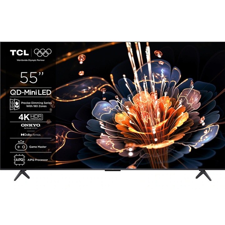 Televizor Mini LED TCL 139 cm 55" 55C69KS, Ultra HD 4K, Smart TV, WiFi, CI+