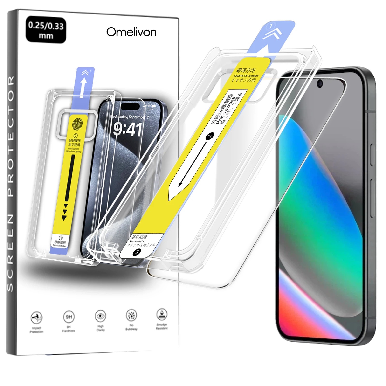 Folie de Protectie pentru Google Pixel 9 / 9 Pro / 10 / 10 Pro, Omelivon, Sticla Securizata, cu Kit de Aplicare Instanta si Functie Automata de Indepartare a Prafului, Duritate 9H+, Ultra HD, Anti Amprente