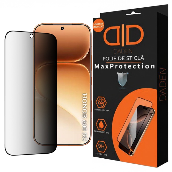 Adatvédelmi üvegfólia Honor 600 / 600 Pro Daden MaxProtection, Teljes Borítás, Professzionális Védelem, Ultra Ellenálló, Prémium Minőség