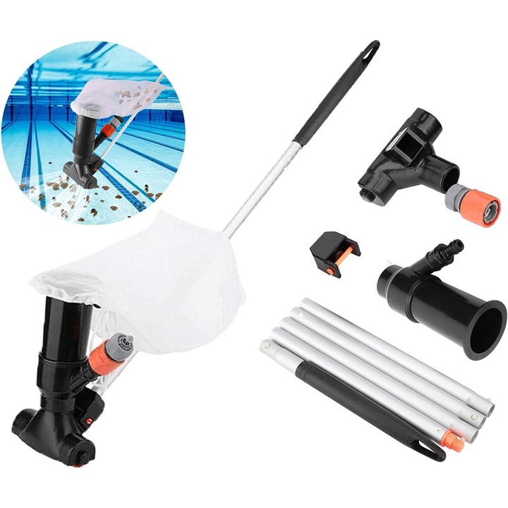 Aspirator manual pentru piscina supraterana, Aspirator pentru piscina cu furtun de gradina, Aspirator hidraulic pentru spa-uri si iazuri de gradina, Aspirator pentru iazuri ingropate (podea si pereti), Montare pe perete (nu necesita electricitate)