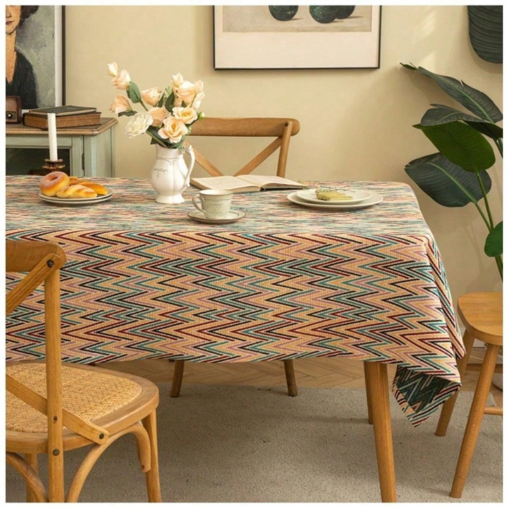 Téglalap alakú chenille jacquard asztalterítő, többszínű, 140x160cm