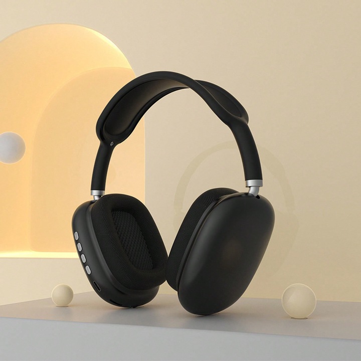 Fekete vezeték nélküli Bluetooth fejhallgató