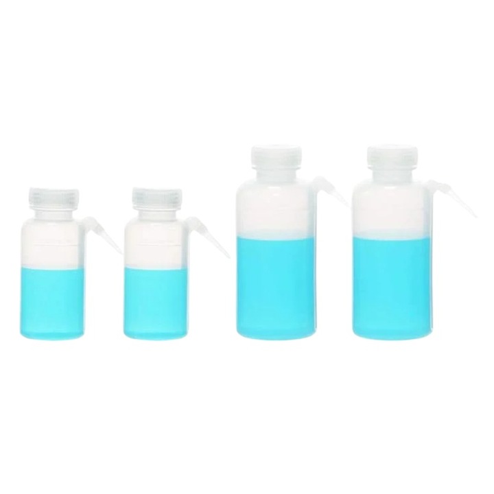 Set 4 sticle pentru udat florile Ulab, 2 x 250 ml, 2 x 500 ml, plastic, alb