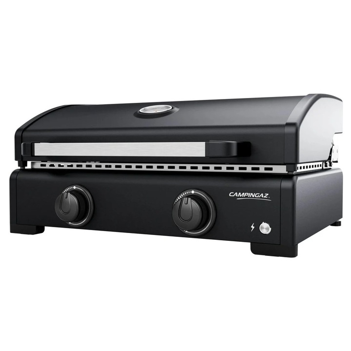 Plancha pe gaz Campingaz Onyx 2, 2 arzatoare, 6 kW, fonta emailata, aprindere electronica - 2218080