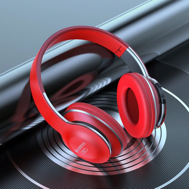 Vezeték nélküli Bluetooth basszus fejhallgató, piros
