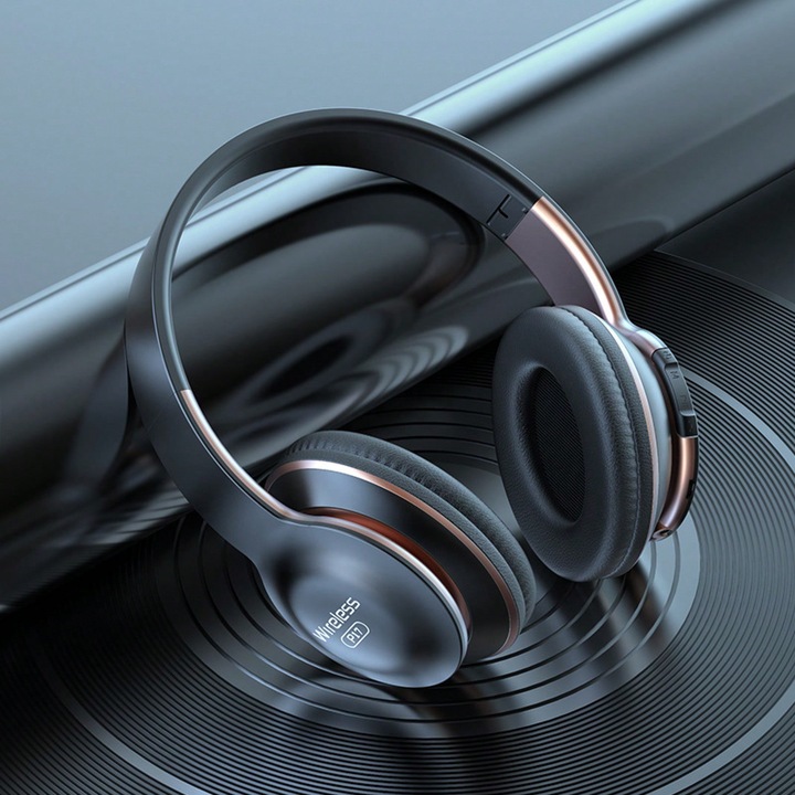Obszidián fekete Bluetooth vezeték nélküli basszus fejhallgató