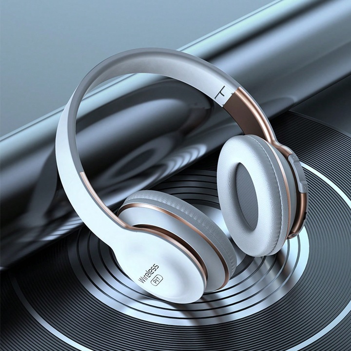 Vezeték nélküli Bluetooth fejhallgató, basszus, holdfény fehér, OEM