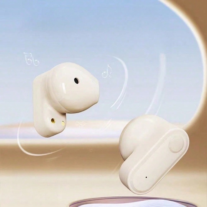 Vezeték nélküli Bluetooth 5.3 fülhallgató, fehér, hosszú akkumulátor-üzemidővel, töltőtokkal