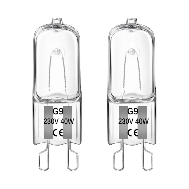 Halogén izzó G9, 40W, meleg fehér 3000K, 560 lm, 230V, sütővilágításhoz, asztali lámpához, 2 darab