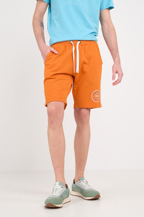 Lee Cooper, Pantaloni scurti din amestec de bumbac cu snur, Portocaliu mandarina
