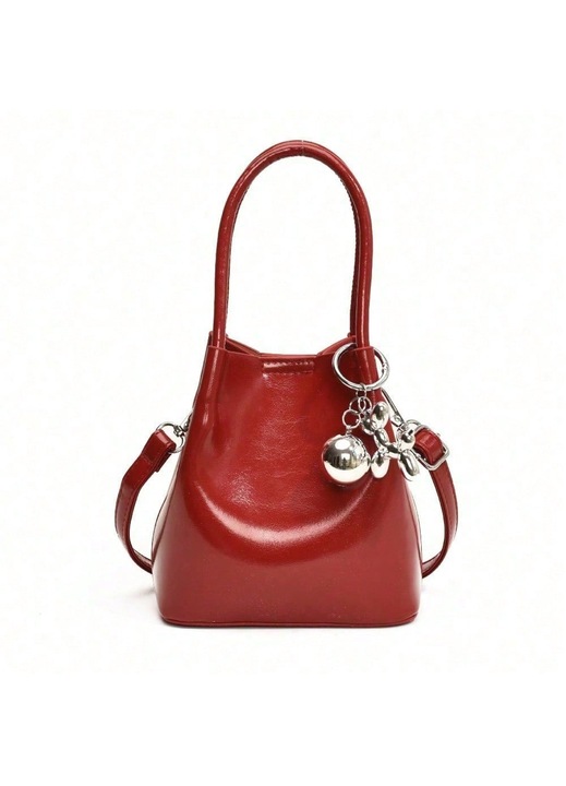 Piros négyzet alakú kistáska, mini crossbody, koreai design, női