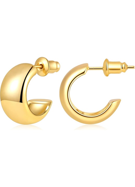 Cercei aur 14K, cerc mic grosime 2.5mm diametru 15mm, usori, hipoalergenici