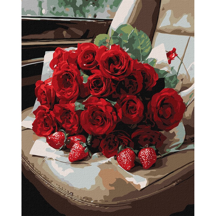 Set pictura pe numere, cu sasiu, Buchet romantic, 40x50 cm