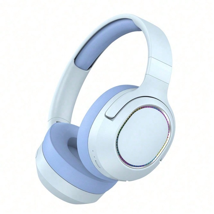 Vezeték nélküli Bluetooth fülhallgató, fülkampós, mélyhangkiemelő, kék, összecsukható