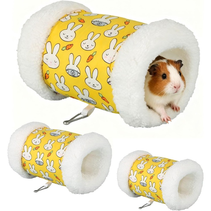 Set de 2 tuneluri pentru pisici, tuneluri pentru iepuri, pat ascuns pentru iepuri, tunel pentru porcusori de Guineea pentru hamsteri, pisici, iepuri, caini, porcusori de Guineea, animale de companie