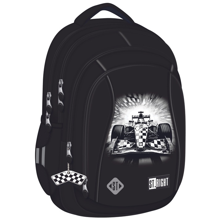 Ghiozdan Scolar St.Right BP04 - Final Lap, 4 Compartimente, Ergonomic, 43x32x20cm