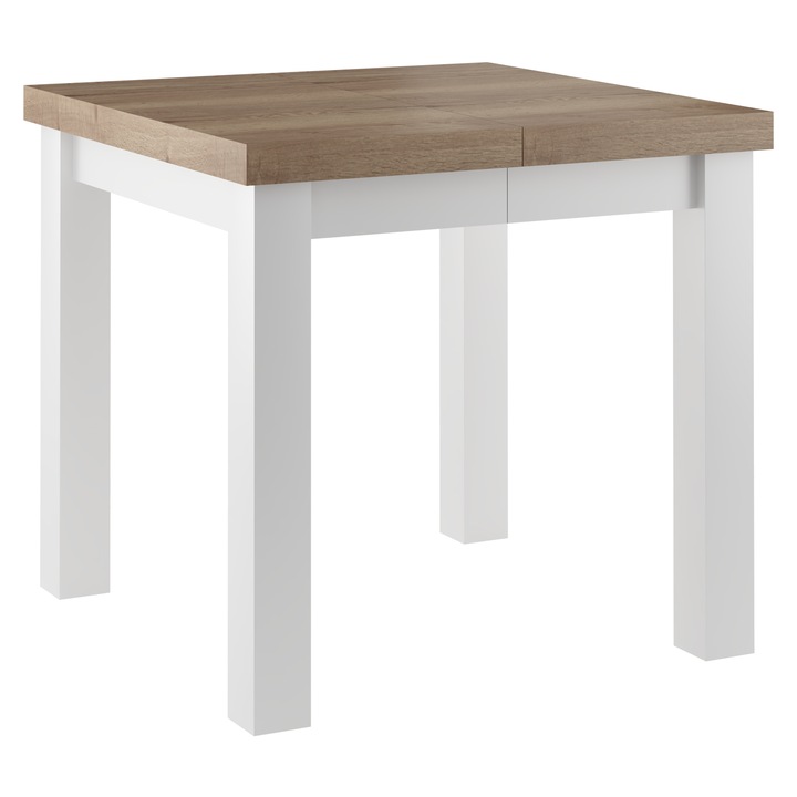 Masa extensibila Meble Balut Halifax, 80x80/240cm, alb, picioare lemn fag 8x8cm