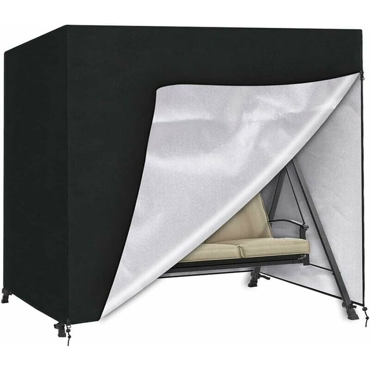 Husa pentru balansoar cu 3 locuri, husa impermeabila Oxford pentru balansoar de gradina, husa de protectie rezistenta la UV pentru balansoar de exterior (220 x 125 x 170 cm)