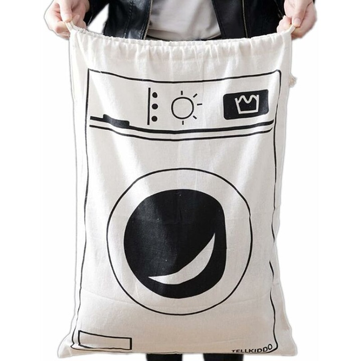 Sac mare de rufe din panza, sac mare de rufe de calatorie cu snur, sac de depozitare din panza pentru jucariile copiilor, sac de rufe din bumbac si in, colector de rufe, cos de rufe, organizator de jucarii, genti