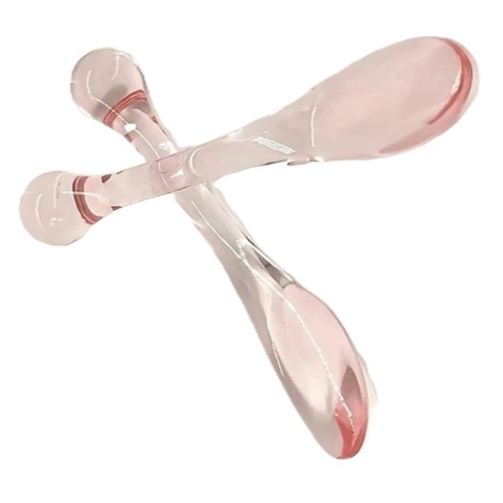 Spatula Masaj Facial cu Roller Ocular – Penetrare Crema si Lifting Contur, Roz