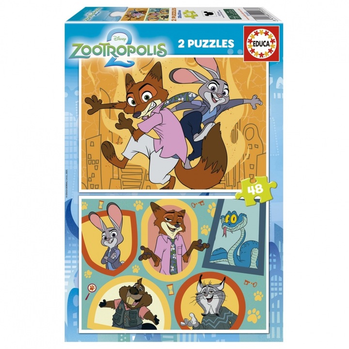 Пъзел, Educa, Zootopia, 2 в 1, 2 х 48 части