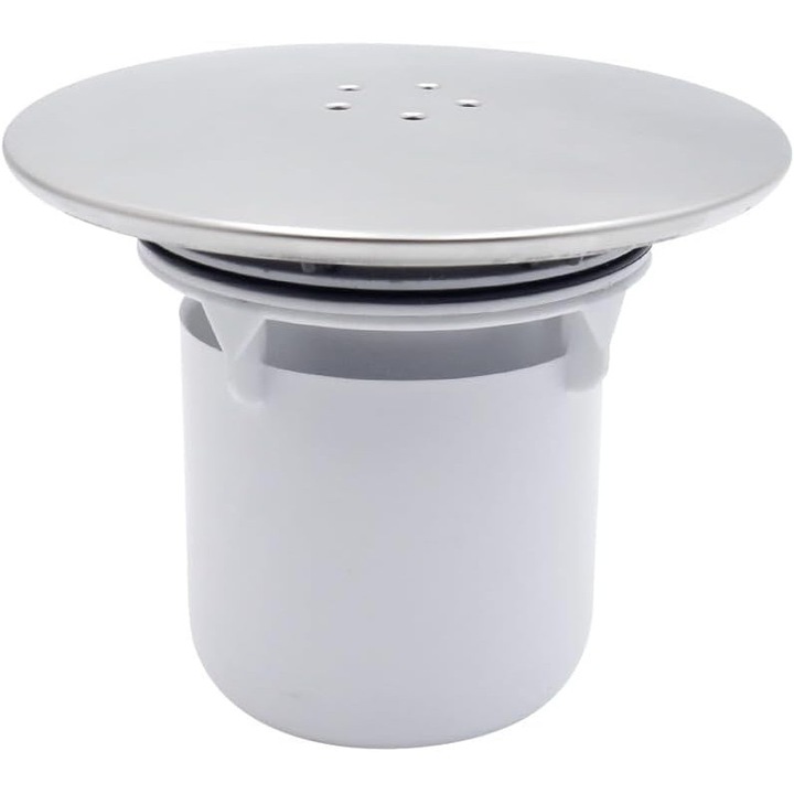 Dop de scurgere pentru dus, capac sifon de dus pentru scurgerea de dus de 90 mm/115 mm, capac de schimb pentru iesirea de dus, finisaj cromat, baza alba