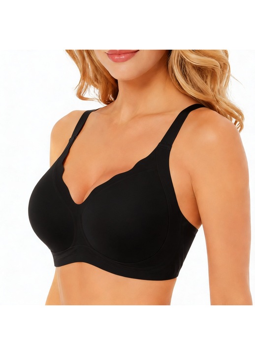 ALIVONENZA - Női melltartó, Bustier típusú, Varrás nélküli (Seamless), Merevítő nélküli, Push-Up hatás szivaccsal, Hullámos szélek, Láthatatlan, Kényelmes alváshoz és nappali viseletre, Fekete
