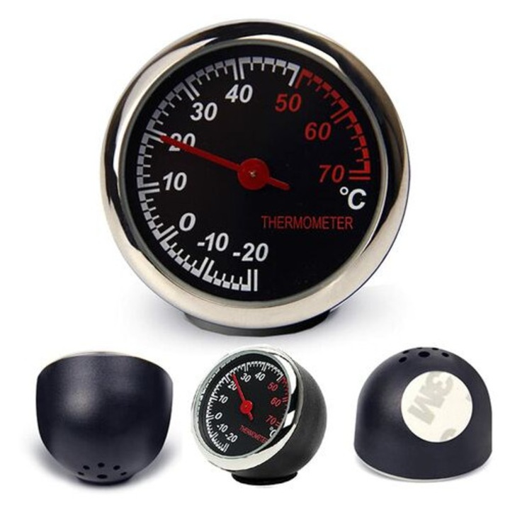 Termometru auto - Ac mecanic - Analog - Instrument de numarare - Rezistent la zgarieturi - Transparenta si durabilitate ridicate - Instrument de masurare a temperaturii