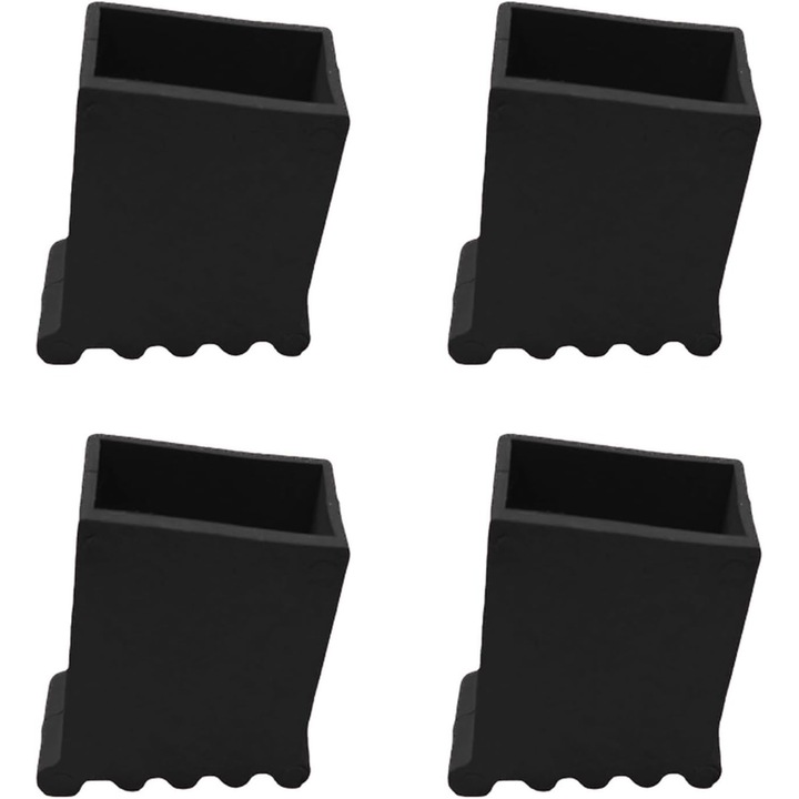 Set de 4 protectii antiderapante din cauciuc pentru picioare de scara, accesorii extensie scara, negru, 30 x 50 mm