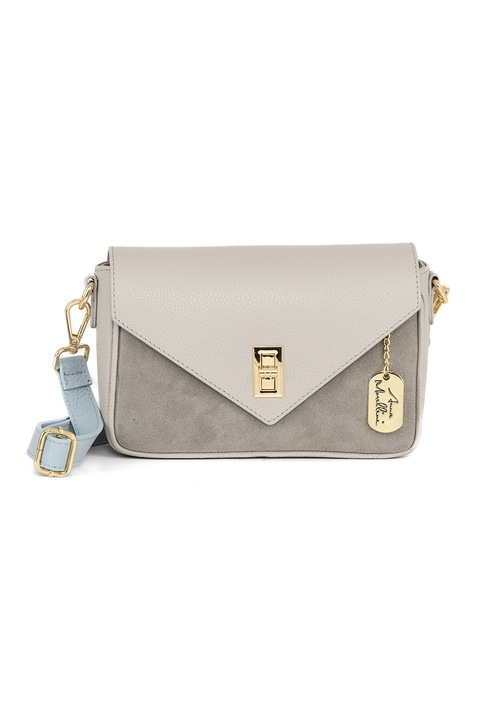 Anna Morellini, Geanta crossbody de piele cu clapa, Grej