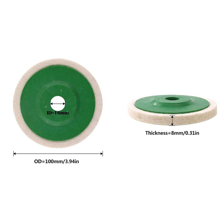 Pachet de 10 discuri de lustruit din pasla rezistente la uzura pentru polizoare unghiulare, potrivite pentru otel inoxidabil, ceramica si sticla (10 cm)