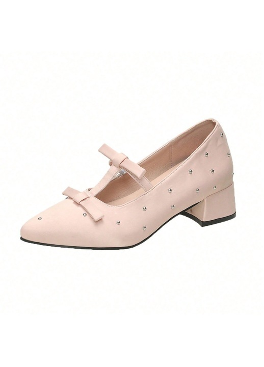 Pantofi dama, elegant, roz, cu funde