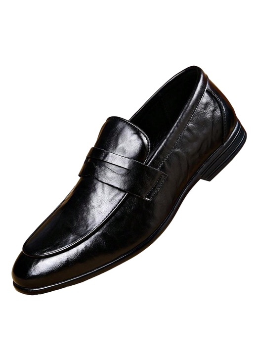 Férfi cipő, csúszásgátló, hétköznapi, elegáns, fekete, bőr