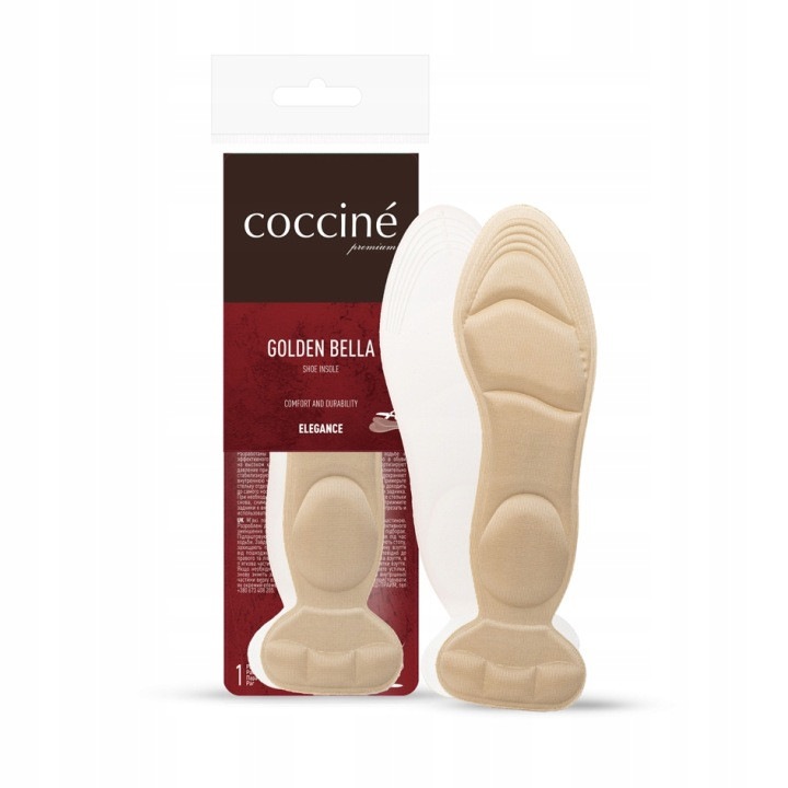 Coccine Golden Bella kivágható hab talpbetétek, 34-41 méret, Puha és ütéscsillapító, Beépített sarokvédelemmel, Kényelem magassarkú cipőkhöz